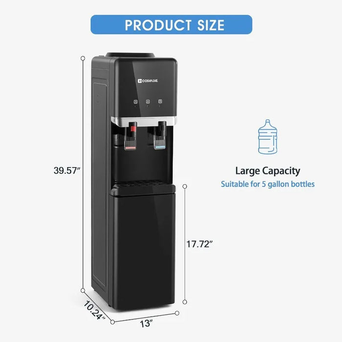 Enagua Mart Top Loading Water Cooler Dispenser – Hot & Cold with Freezer Cabinet