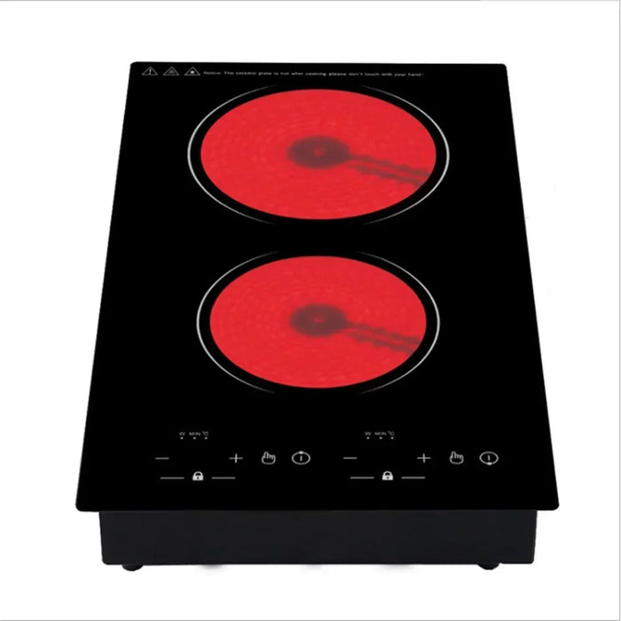 Enagua Mart Double Burner Induction and Ceramic Stove - Dual-Zone Built-In Electric Cooktop for Versatile Cooking