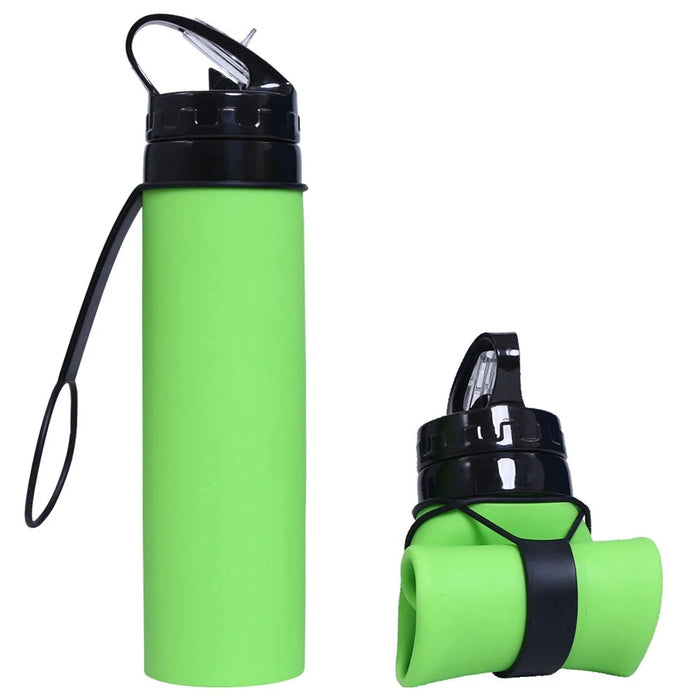 Enagua Mart 600ML Portable Water Cup - Lightweight Silicone Sports Bottle, Reusable and Foldable with Detachable Suction Tubes