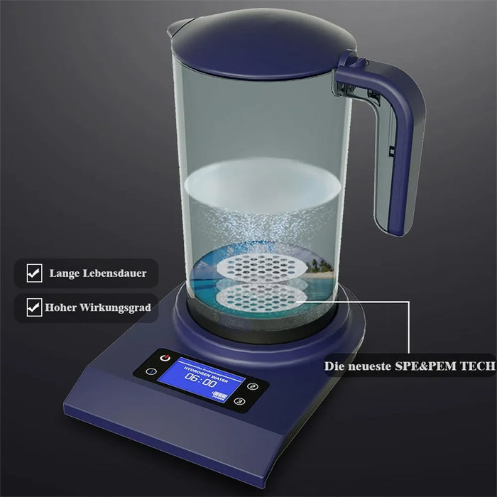 Enagua Mart Hydrogen Water Bottle Ionizer - 2000ml Hydrogen Water Pitcher With Smart Touch Operation