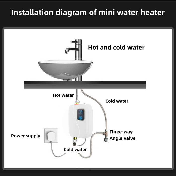 Enagua Mart Instant Water Heater - 220V 3500W Mini Electric Tankless Heater with LCD Display