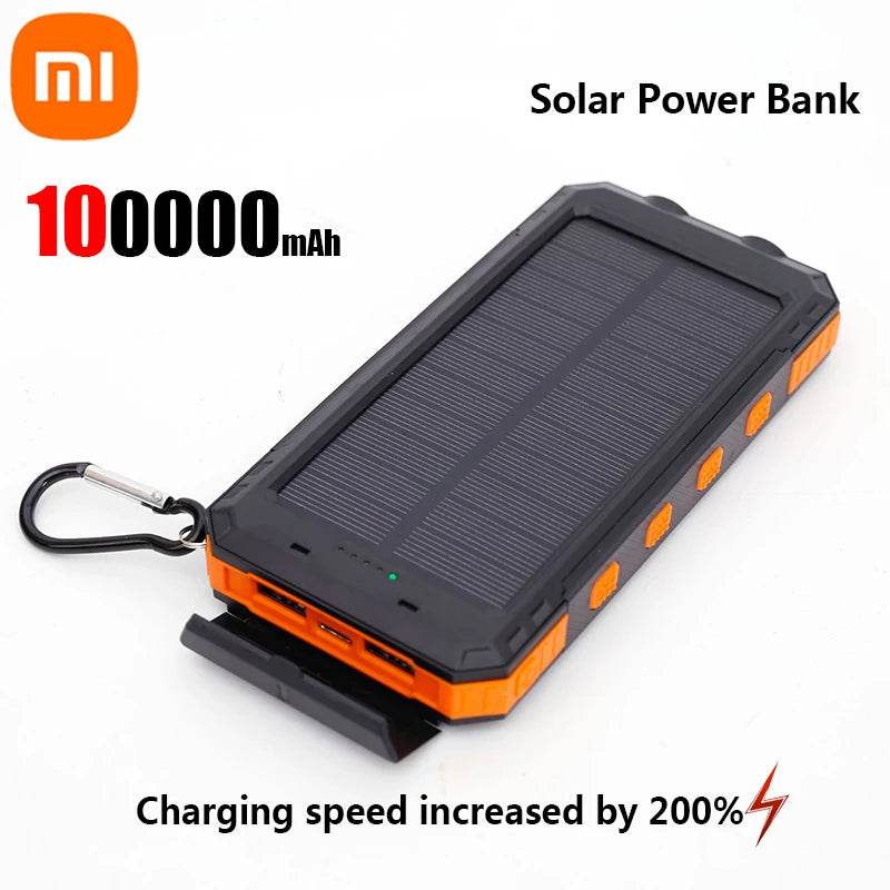 Enagua Mart 200,000mAh Solar Power Bank - Portable Large Capacity Charger Compatible with iOS, Android, USB-A, and USB-C, Fast Charging - Enagua Mart