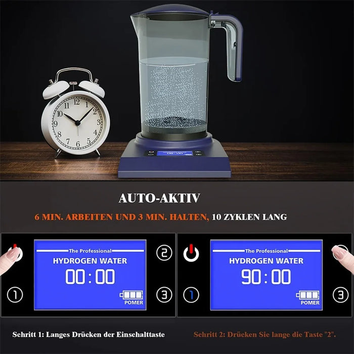 Enagua Mart Hydrogen Water Bottle Ionizer - 2000ml Hydrogen Water Pitcher With Smart Touch Operation