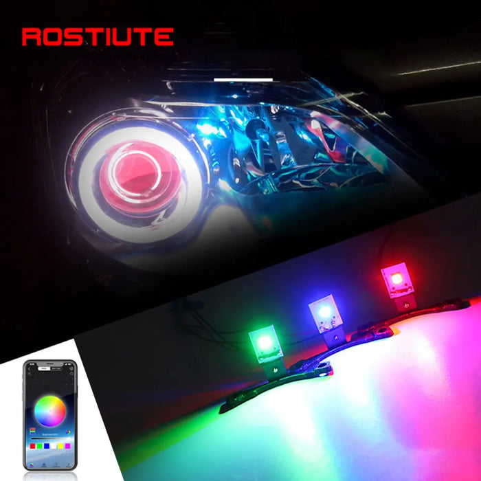 Enagua Mart 2-in-1 RGB Car Demon Eye Headlights - App Control Devil Eyes Halo Rings for Projector Lens Retrofit