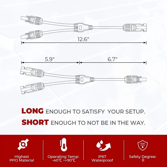 Enagua Mart Solar Connectors Y-Branch Adapter - Waterproof Cable Plug Tool Kit for Solar Panels