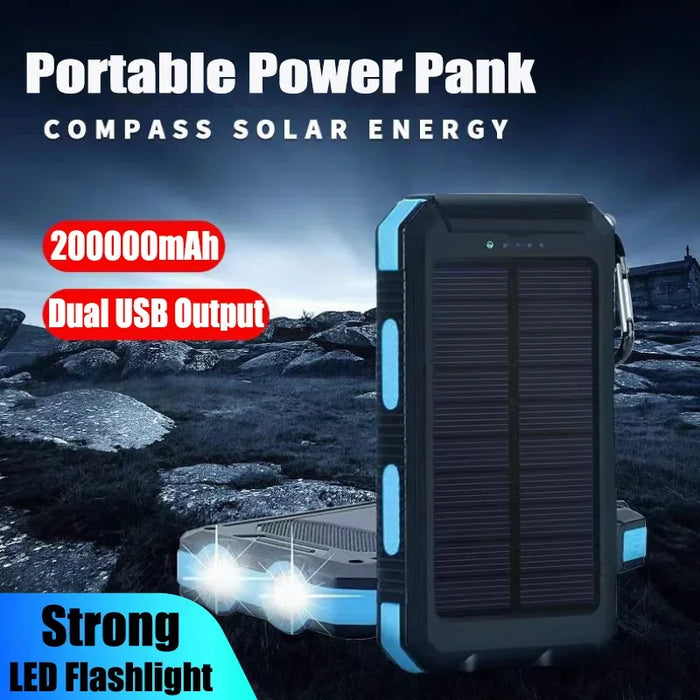 Enagua Mart 200,000mAh Solar Power Bank - Outdoor Camping with Compass, Ultra-Large Capacity Portable Fast Charging