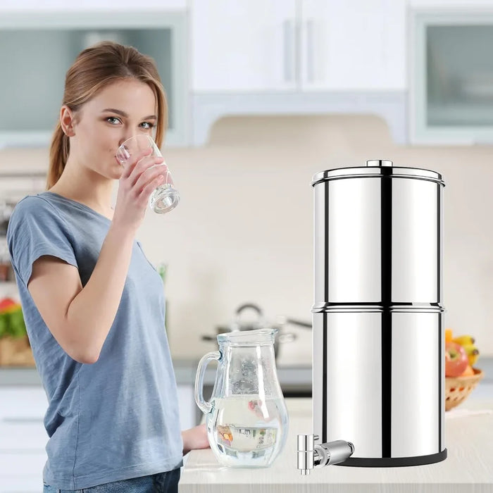 Enagua Mart Table Water Filtration System - Stainless Steel 2.25G Gravity Water Filter with 0.1 Micron Ultrafiltration