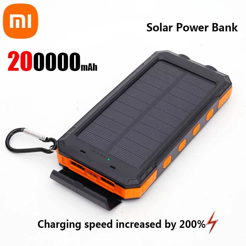 Enagua Mart 200,000mAh Solar Power Bank - Portable Large Capacity Charger Compatible with iOS, Android, USB-A, and USB-C, Fast Charging - Enagua Mart