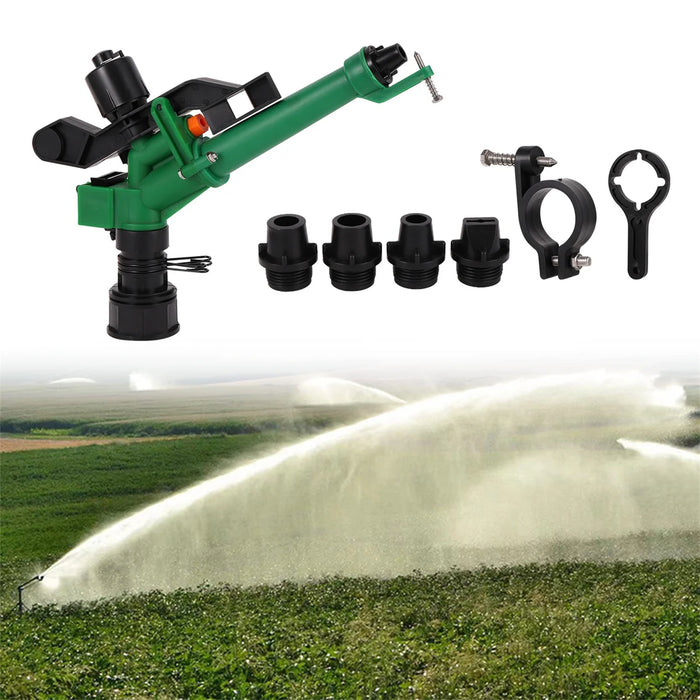 Enagua Mart 360° Adjustable Long Spray Distance Watering Gun - 1.5" Female Thread Rocker Impact Sprinkler for Lawn and Garden Irrigation