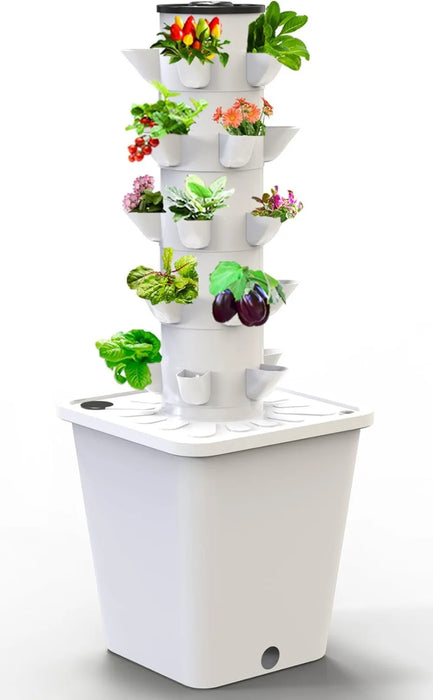 Enagua Mart Hydroponic Growing System – 25-Plant Vertical Garden For Indoor & Outdoor Use