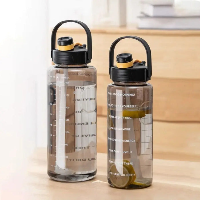 Enagua Mart Portable Sports Water Bottle - 1.5L, 2L, 3L Leakproof with Time Marker