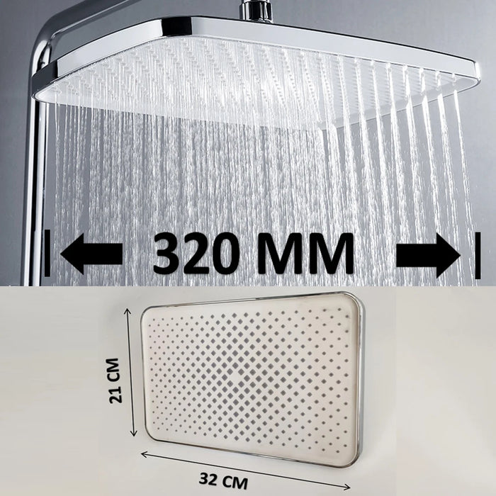 Enagua Mart 12 Inches Big Panel High-Pressure Ceiling Mounted Shower Head - 4 Modes Supercharge ABS Rainfall Shower