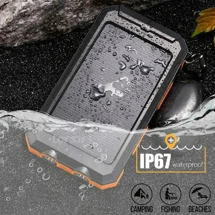 Enagua Mart 200,000mAh Solar Power Bank - Outdoor Camping Portable Waterproof Charger with LED Light and External Battery Charging