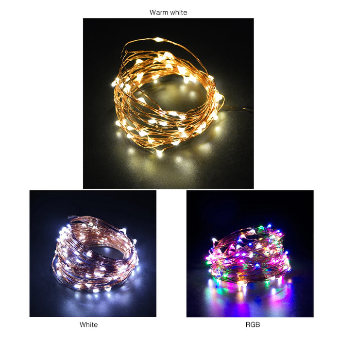 Enagua Mart 2M/5M LED String Light - RGB and Warm White Copper Wire Light for Outdoor and Indoor Decor