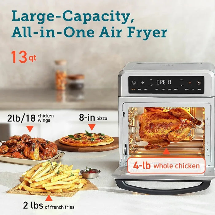 Enagua Mart 11-in-1 Air Fryer Oven - 13Qt Small Air Fryer Combo with Recipe Book and 6 Accessories