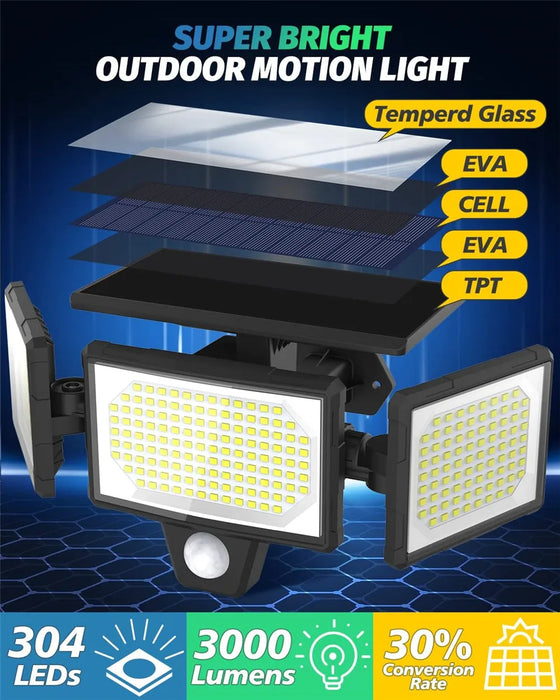 Enagua Mart 304 LED Solar Light Outdoor - Motion Sensor and IP65 Waterproof