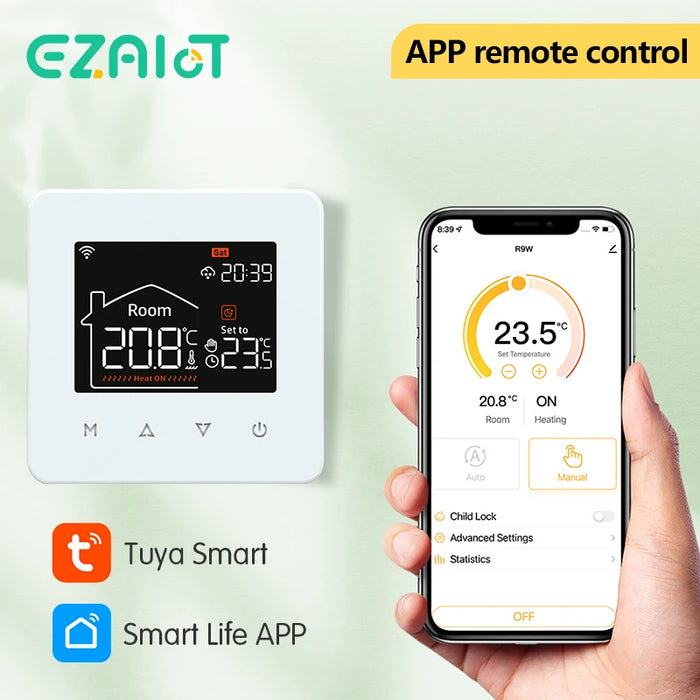 Enagua Mart Tuya Smart Thermostat - Wi-Fi Remote Control for Electric Floor Heating and Gas Boilers, Alexa and Google Home Compatible