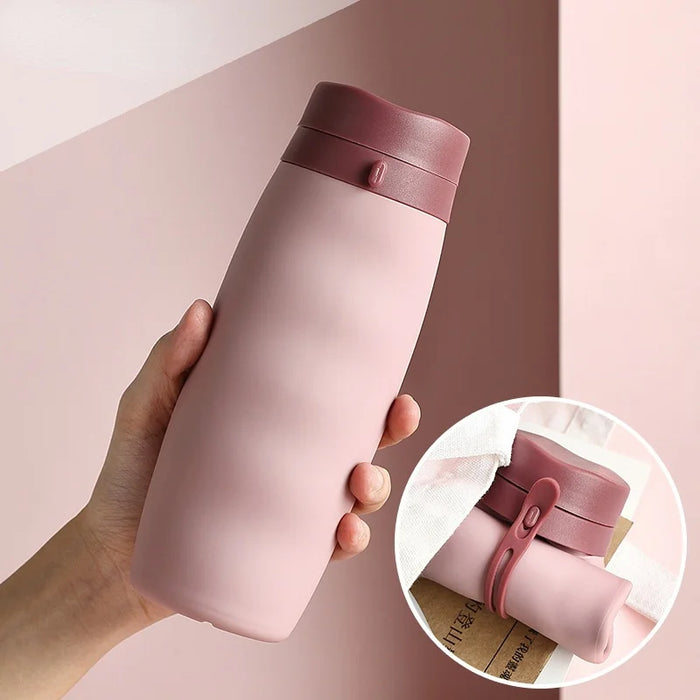 Enagua Mart 600ML Foldable Water Bottle - Soft Flask Collapsible Sports Water Bag for Outdoor Running, Camping, and Travel (BPA-Free)