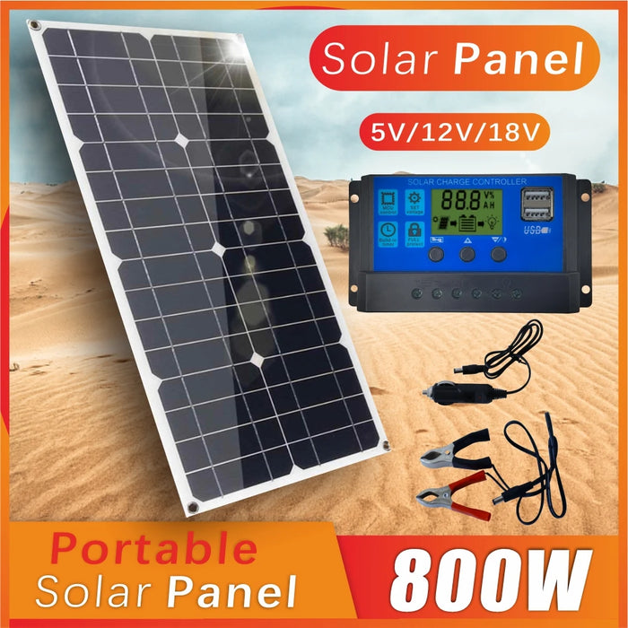 Enagua Mart 800W Portable Solar Panel Power Bank - 12V Solar Panel Kit with Controller for Home, Camping, RV, and Car