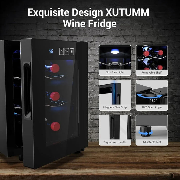 Enagua Mart Freestanding Wine Cooler - Digital Temperature Control with Glass Door, 46-66°F Range