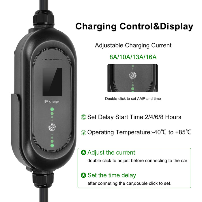 Enagua Mart 7kW Type 2 EV Charger Cable - CEE 32A with Delay Timer and Adjustable Current