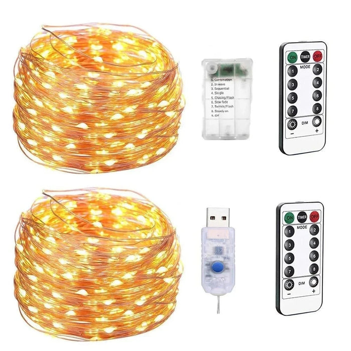 Enagua Mart 5M 50 LEDs String Lights with Remote Control - USB and Battery Operated Fairy Lights for Christmas and Party Decor