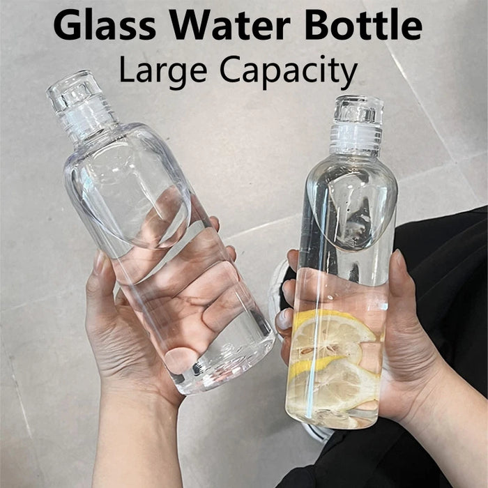 Enagua Mart Large Capacity Glass Water Bottle - 300ml/1000ml with Time Marker and Protective Cover