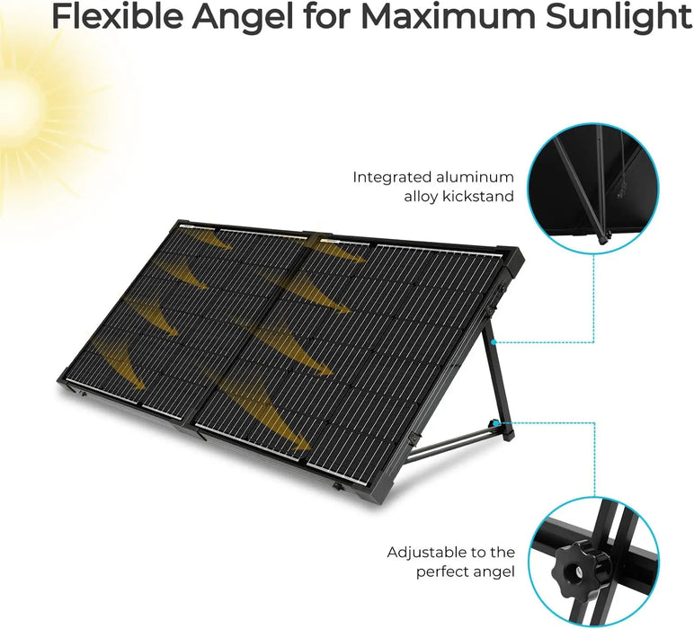 Enagua Mart Portable Solar Panel with Waterproof 20A Charger Controller - 100W Foldable Solar Suitcase