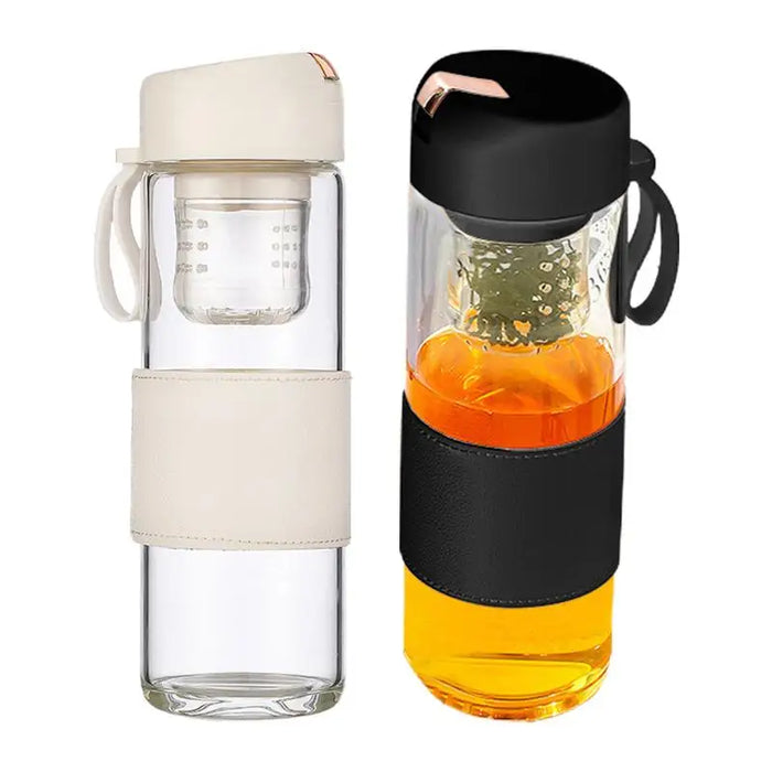 Enagua Mart Magnetic Tea Separation Glass Bottle - 450ml Tea Infuser Bottle with Water Separation Feature