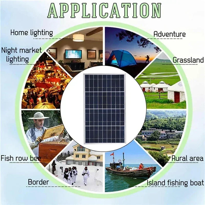 Enagua Mart 600W Solar Panel Kit Complete 12V Polycrystalline - USB Power Portable Outdoor Rechargeable Solar Cell Solar Generator for Home