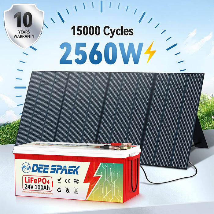 Enagua Mart LiFePO4 Battery 24V 100Ah - BMS 100A Energy Storage Battery for Solar, Boat, Home, RV