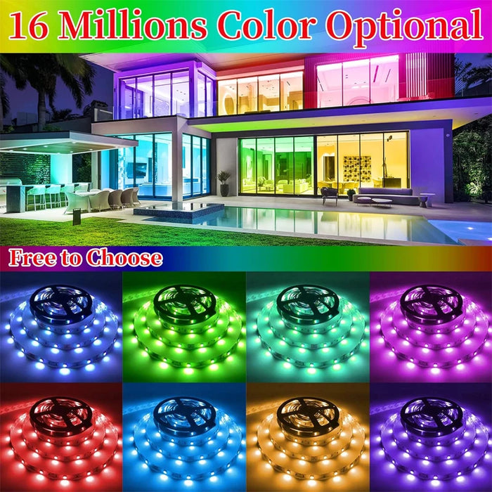 Enagua Mart 100ft LED Strip Lights - RGB Color Changing Music Sync LED Rope with Phone App Control