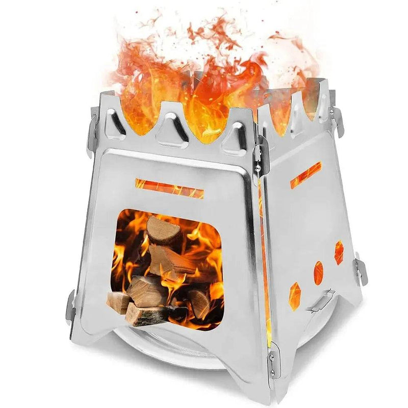 Enagua Mart Portable Camping Wood Stove - Lightweight Folding Firewood Stove for Outdoor Cooking, Hiking, and BBQ - Enagua Mart