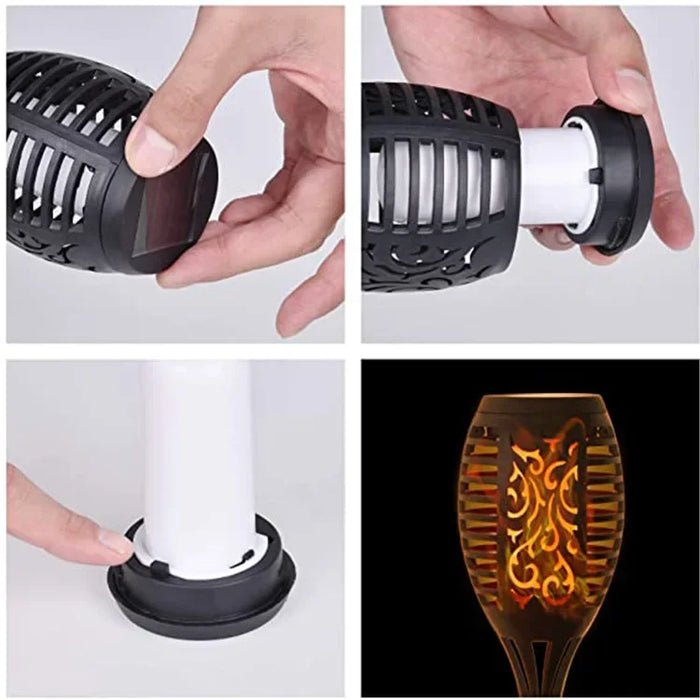 Enagua Mart 12 LED Solar Flame Torch Light - Flickering Waterproof Garden Decoration for Outdoor Lawn, Path, Yard, and Patio