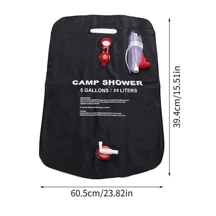 Enagua Mart 20L Large Outdoor Camping Shower Bag - Solar-Heated Survival Water Bag for Emergency & Bathing