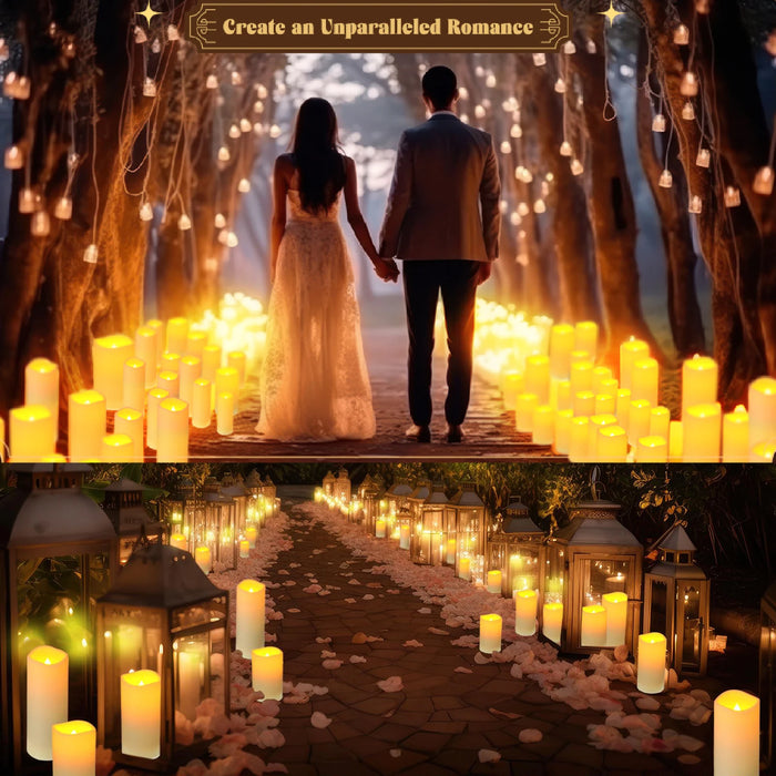 Enagua Mart Flickering Flameless LED Candles - Battery Operated Wedding and Birthday Decor Candles (10-160 Pieces)