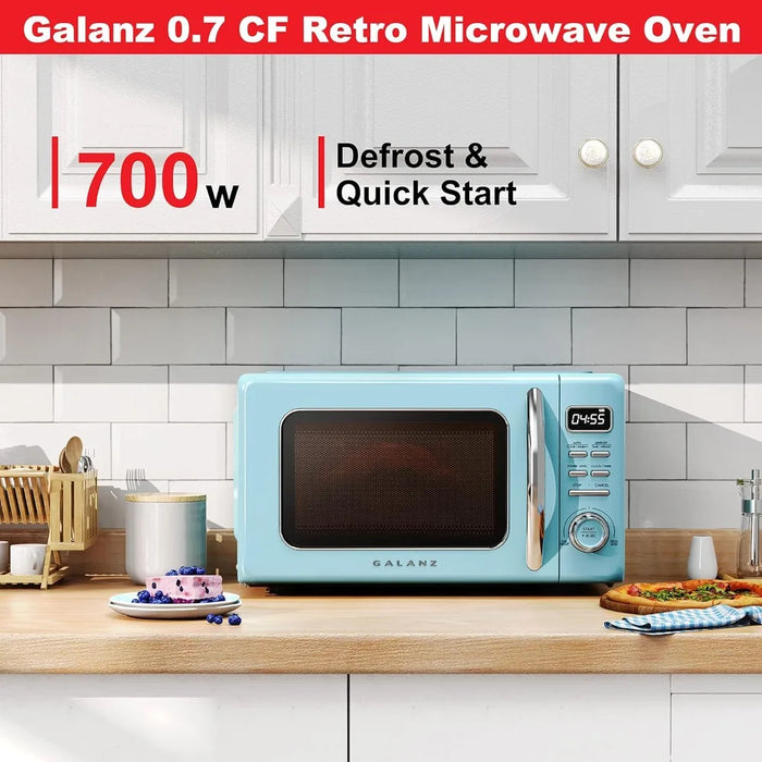 Enagua Mart Retro Countertop Microwave Oven - Auto Cook, Reheat, Defrost & Quick Start Functions