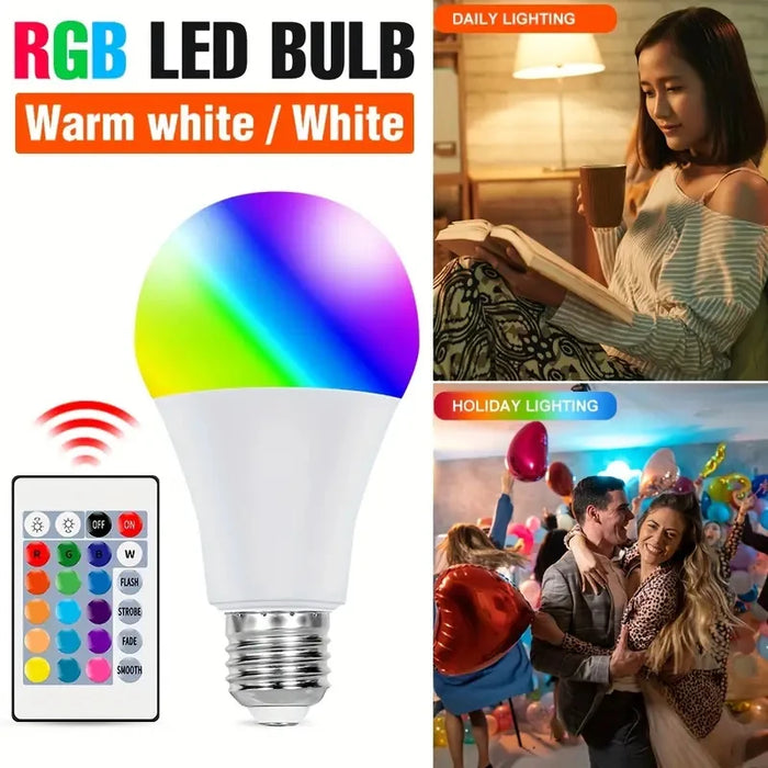 Enagua Mart 5W/10W/15W RGBW Color Changing LED Bulb - Multi-Color Dimmable Bulb with Remote Control (E27 Base)