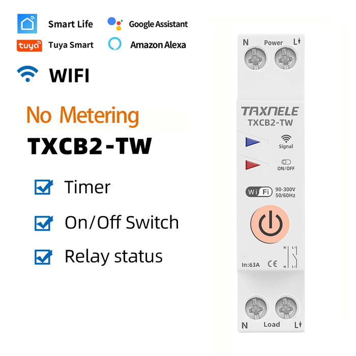 Enagua Mart Tuya WiFi Smart Circuit Breaker – Power Metering Energy Meter with Remote Control