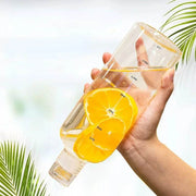 Enagua Mart 1000ml Large Capacity Glass Water Bottle - Time Scale Outdoor Drinkware for Milk, Juice, and Water - Enagua Mart