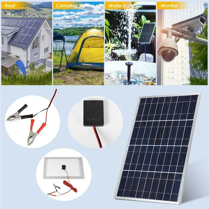 Enagua Mart 600W Solar Panel Kit Complete 12V Polycrystalline - USB Power Portable Outdoor Rechargeable Solar Cell Solar Generator for Home