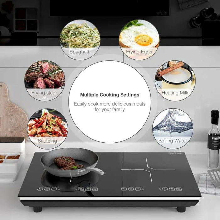 Enagua Mart Double Induction Cooktop - 4000W Electric Hot Plate with LED Sensor Touch (110V)