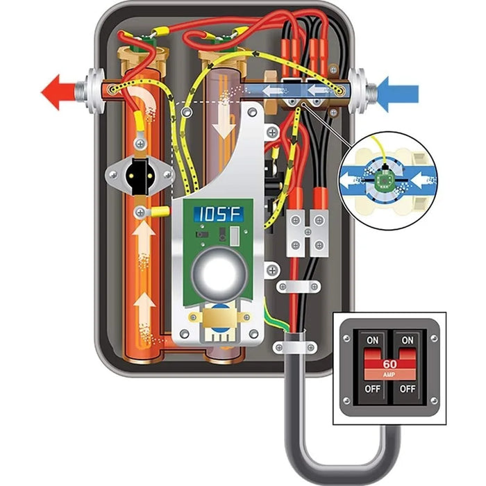 Enagua Mart 11kW Electric Tankless Water Heater - Self-Modulating Technology, 240V