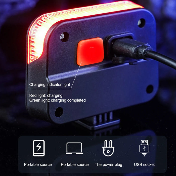 Enagua Mart Solar Bicycle Rear Light - USB Charging, 300LM LED Tail Lamp, Waterproof Night Cycling Safety Light