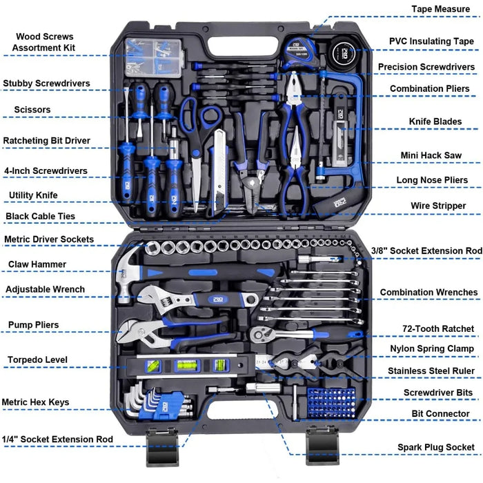 Enagua Mart Prostormer 259-Piece Tool Set - General Home & Auto Repair Kit with Plastic Storage Toolbox