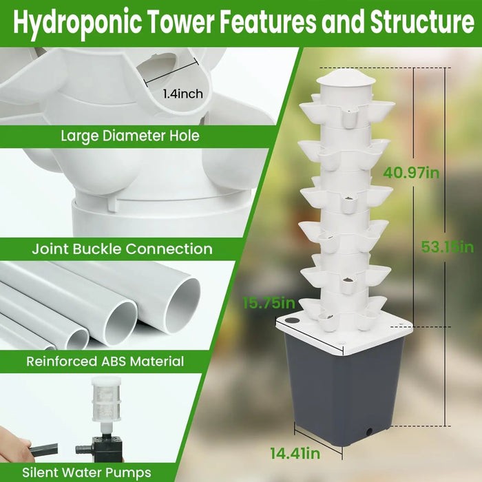 Enagua Mart Growing Tower System – Hydroponics Tower For Indoor Herbs & Vegetables