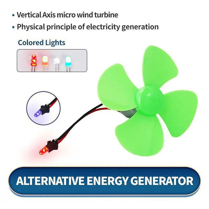 Enagua Mart Wind Turbine Motor Blades Kit - 12V DIY Wind Power Generator Model with LED for Alternative Energy Projects