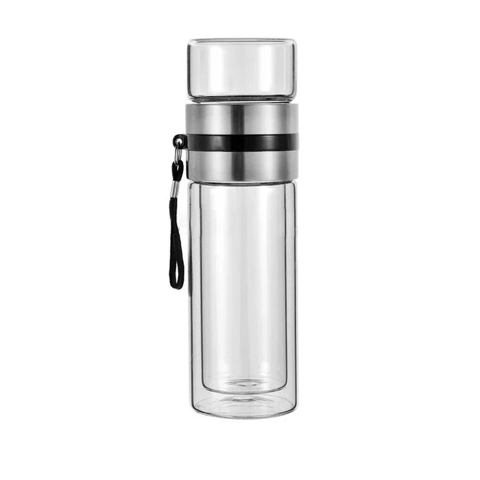 Enagua Mart Creative Double-Wall Glass Water Bottle - Portable Thermal Tea Infuser Mug with High-End Insulation