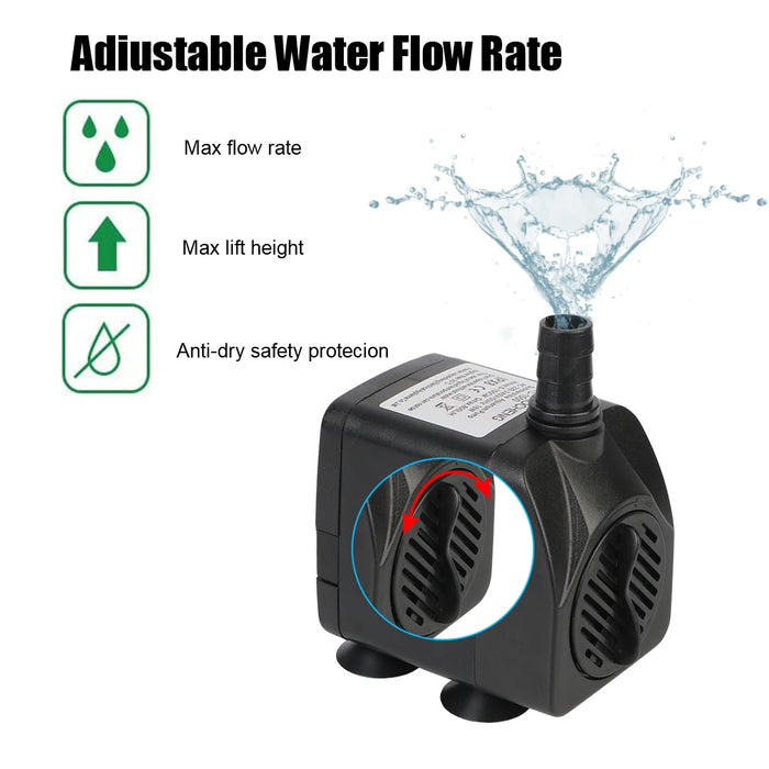 Enagua Mart Submersible Fountain Ultra-Quiet Water Pump - Waterproof with 12 LED Lights for Garden, Aquarium, Fish Tank & Bird Bath