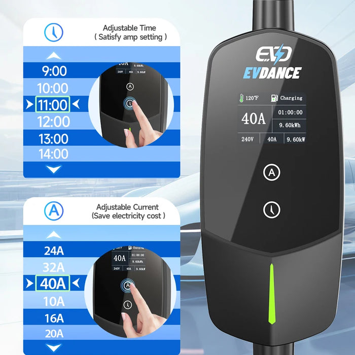 Enagua Mart EVDance J1772 Electric Car Charger - 40A US Plug 9.6kW with OLED Display